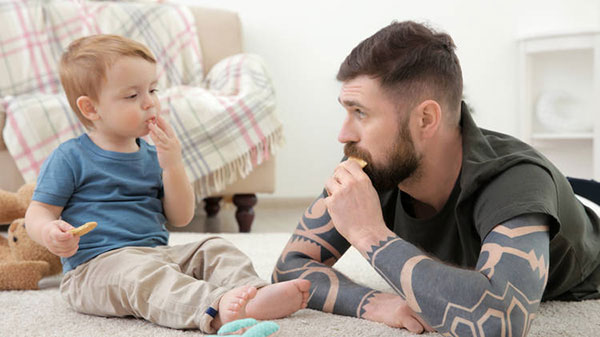 Child and father play time image